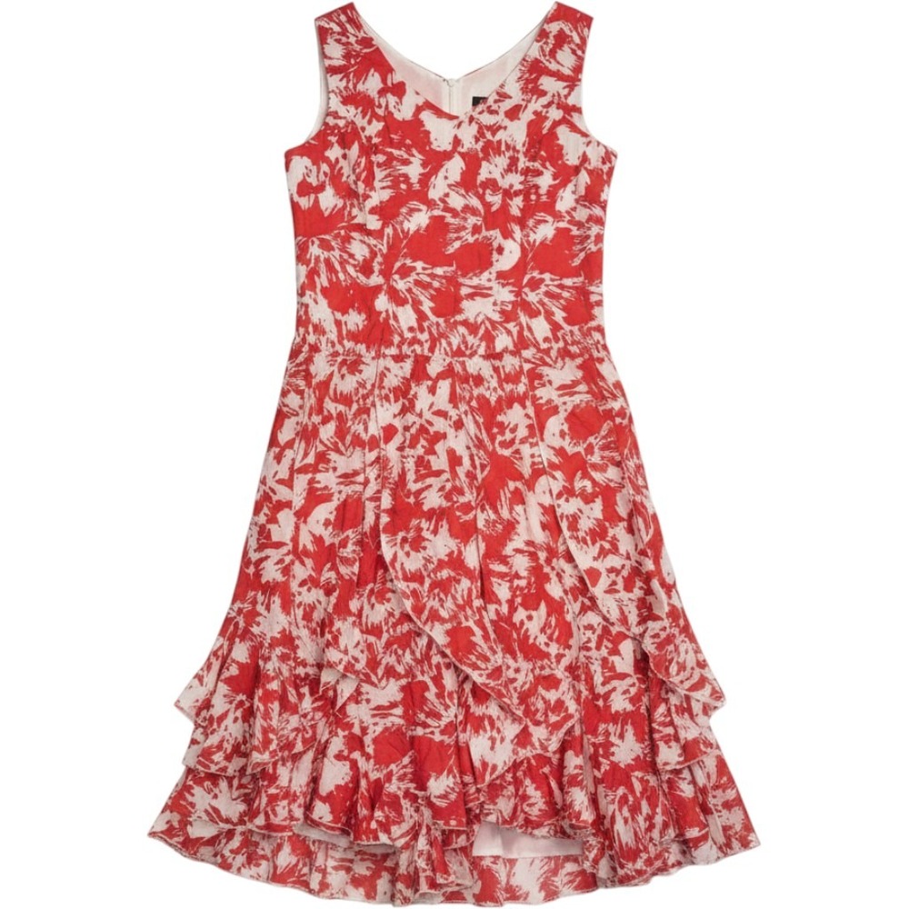 MetroStyle Midi Dress Womens 16 Cotton Drop‎ Waist Ruffle  Bohemian Resort Beach